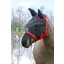 Hy Equestrian Mesh Half Mask With Ears and Fringe - Black/Red